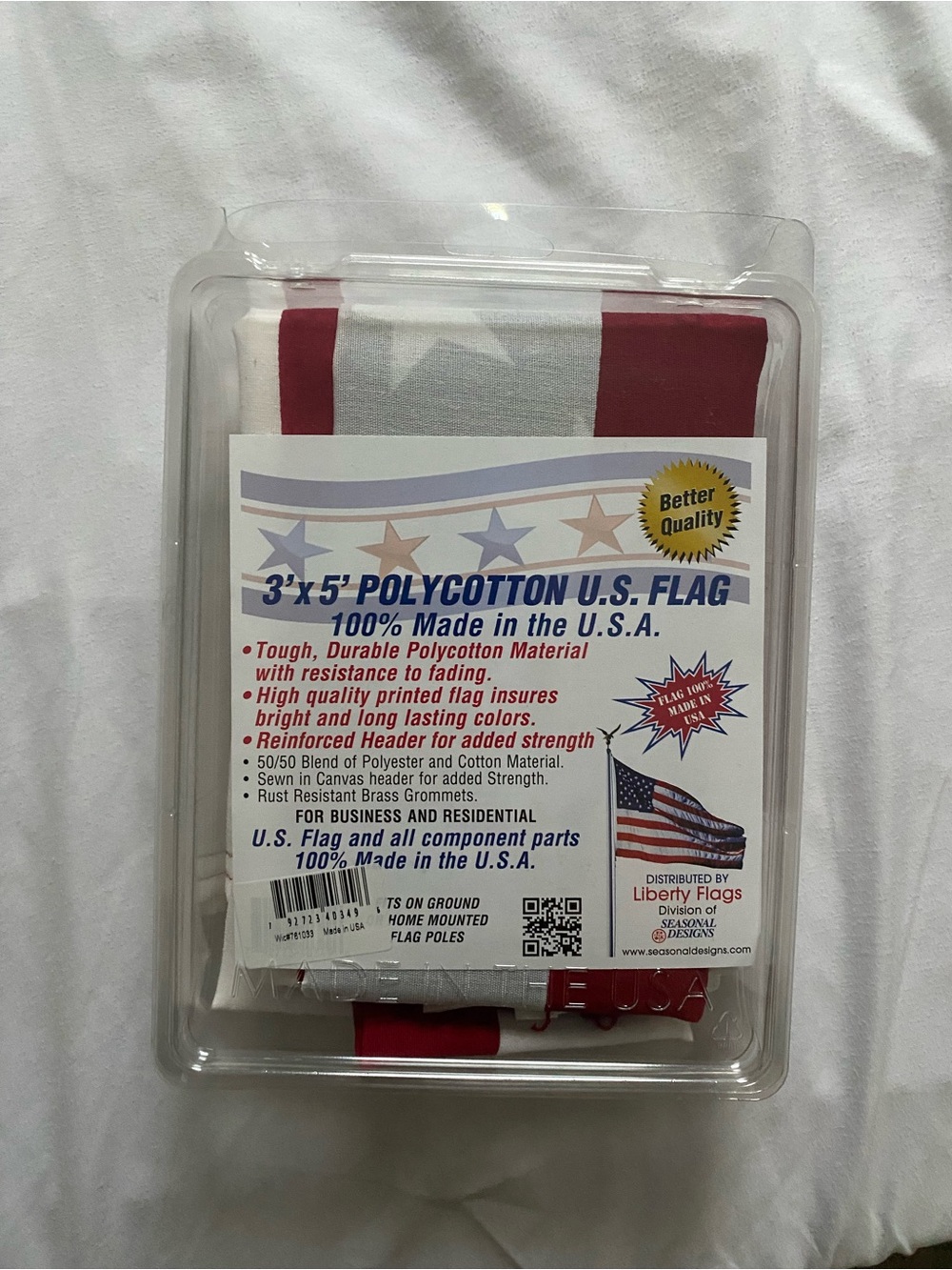 3' x 5' Polycotton U.S. Flag - Red, White & Blue